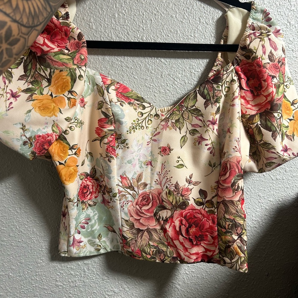 Elegant Floral Off-Shoulder Blouse